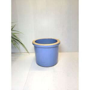 Vintage Small Butter Crock, Blue Stoneware, Kitchen Primitive, Country Decor